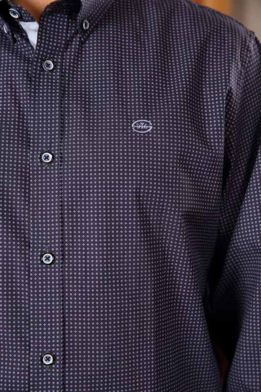 Chemise manches longues à pois bleu marine - Sir Seven