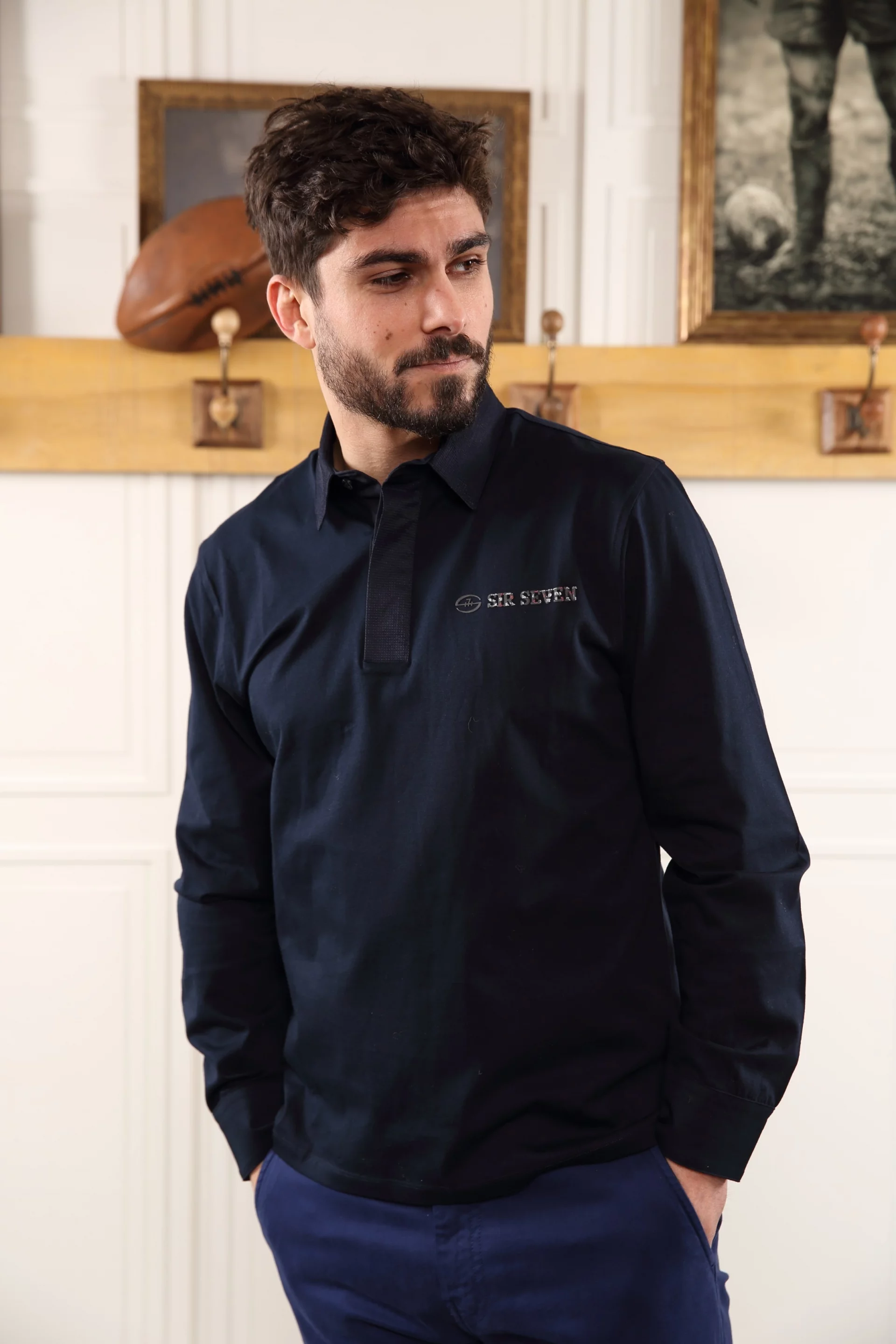 Polo manches longues marine - Sir Seven