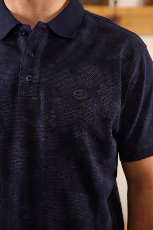 Polo bleu marine imprimé laser- Sir Seven