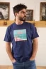 T-shirt Sir Seven bleu marine imprimé Postcard