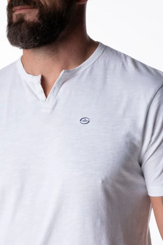 T-shirt Sir Seven col tunisien blanc