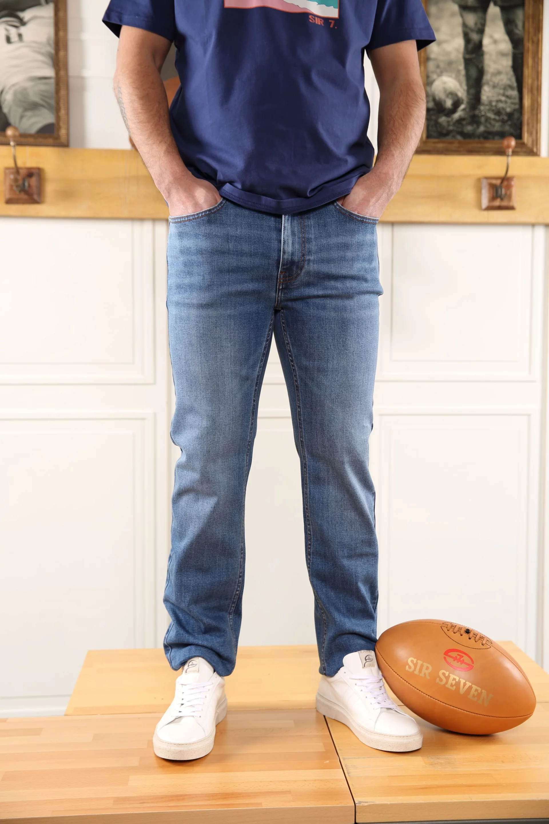 Jean Sir Seven straight en coton et polyester medium wash