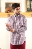 Chemise à carreaux rouge et détails bleu ciel Sir Seven