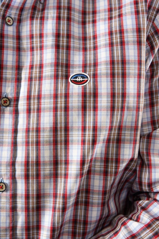 Chemise à carreaux rouge et détails bleu ciel Sir Seven
