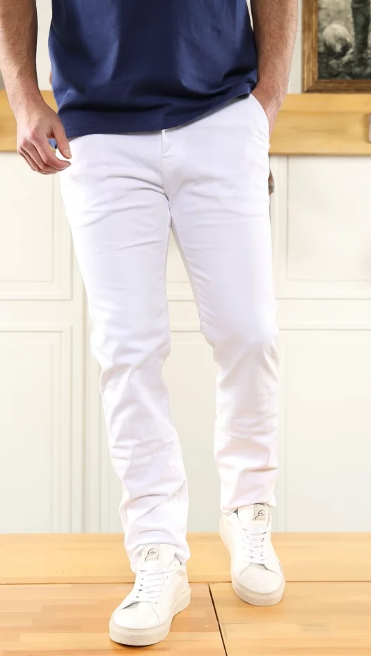 Pantalon chino blanc coupe regular Homme - Sir Seven
