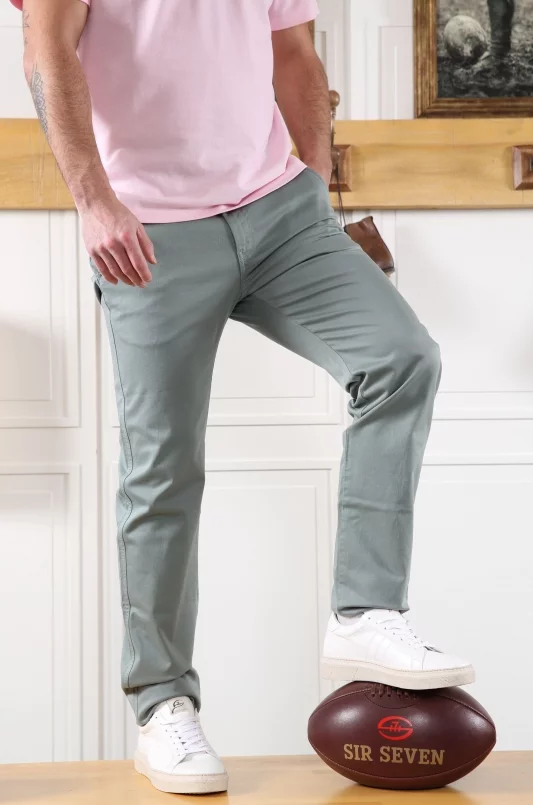Pantalon chino gris coupe regular Homme - Sir Seven