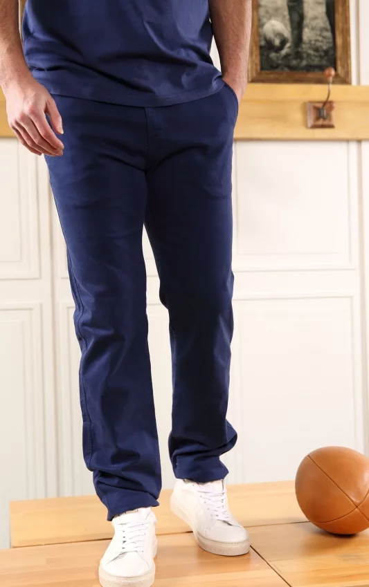 Pantalon chino bleu marine coupe regular Homme - Sir Seven