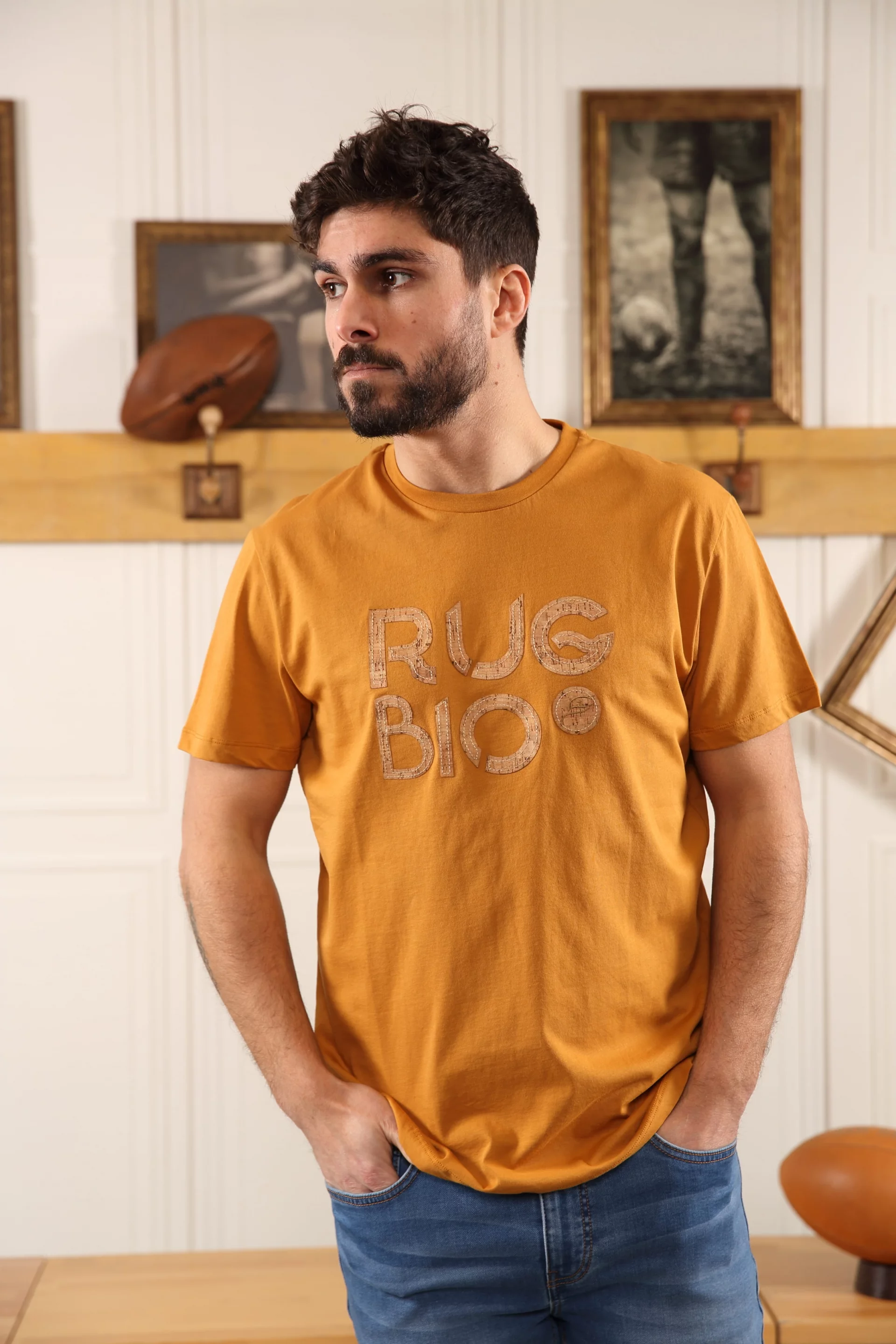 T-shirt bleu orange manches courtes Homme - Sir Seven