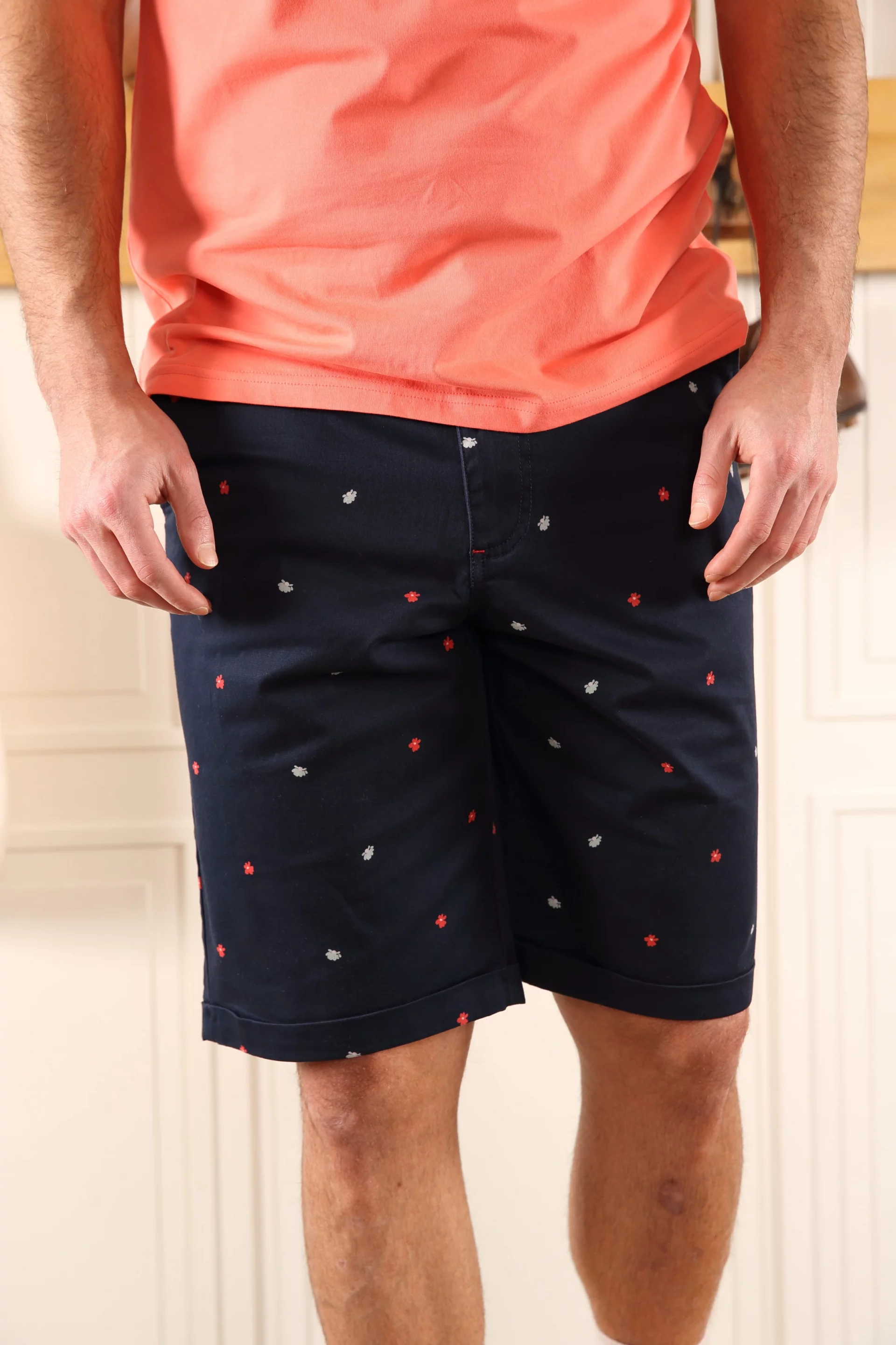 Short bleu marine imprimés floraux Homme - Sir Seven