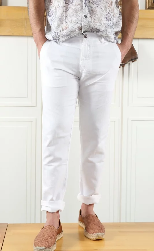 Pantalon blanc coupe regular Homme - Sir Seven