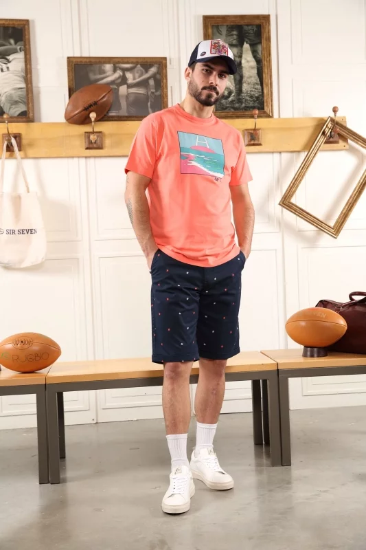 Short bleu marine imprimés floraux Homme - Sir Seven