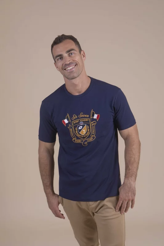 T-shirt bleu marine blason