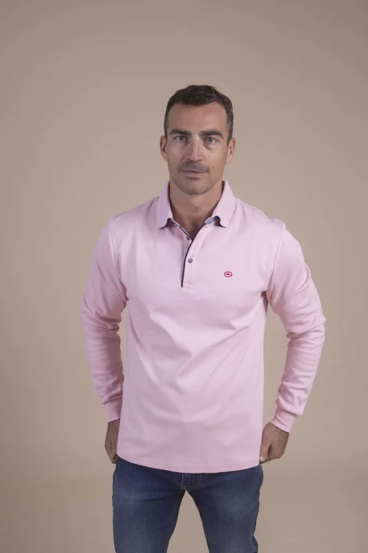 Polo manches longues rose